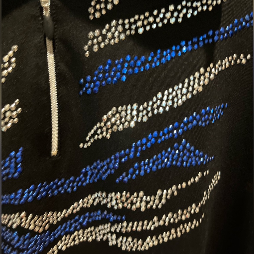 Chico's Black Jacket with Blue and Silver Accents - Picture 3 of 6